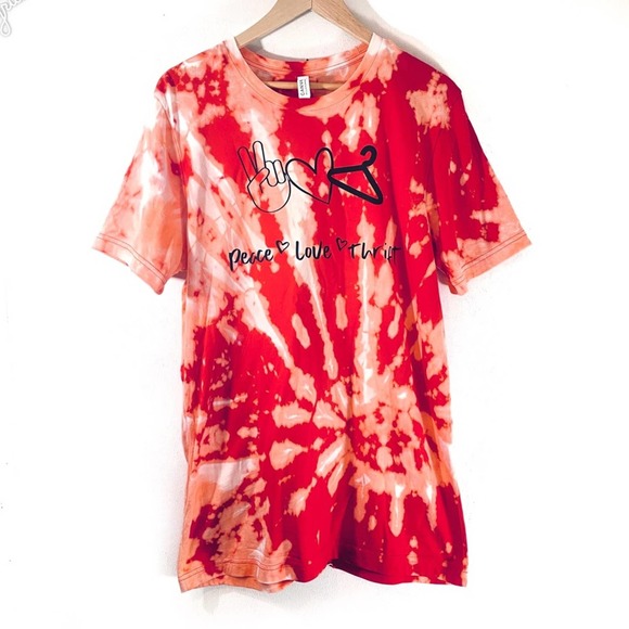 Bella Canvas Tops - Reverse Tie Dye Peace Love Thrift Size Large